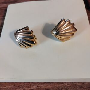 Trifari Gold-Toned Shell Earrings